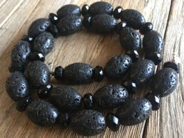 LAVA / ONIX KETTENSTRANG OLIVEN / RONDELLEN  LÄNGE 40,5cm