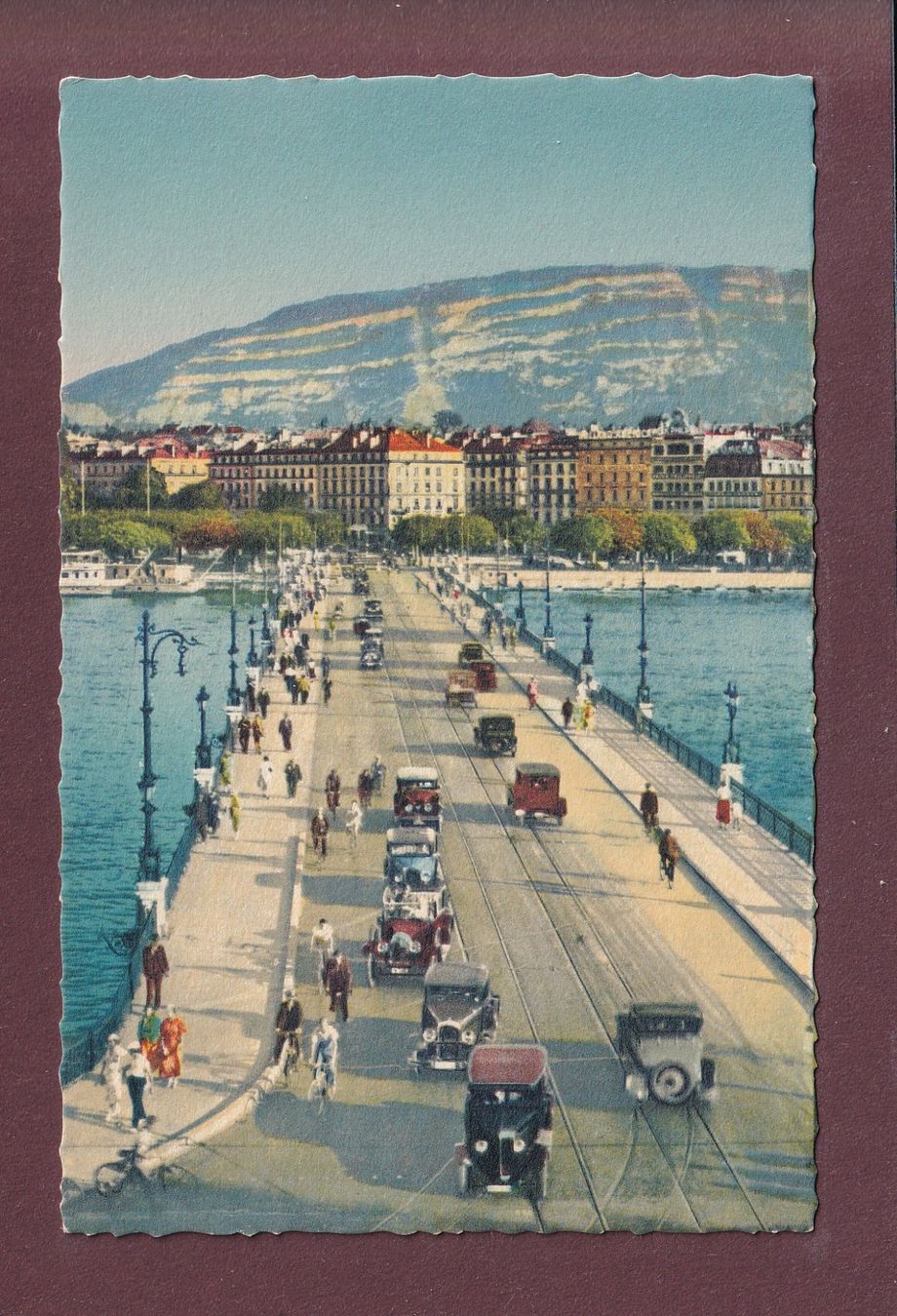 Ansichtskarten: GENEVE - Pont du Mont-Blanc - oldtimer – Gebraucht aus Pully von nicecards