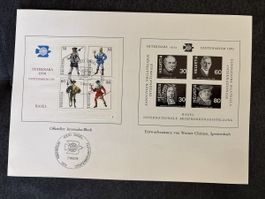 Bloc Internaba 1974 UPU Helvetia France, 4 timbres