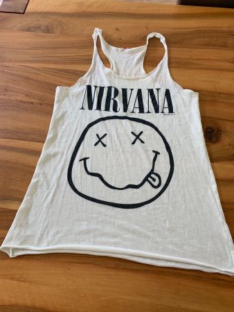 Cooles weisses Nirvana T-Shirt / Tanktop ärmellos Gr. S/M