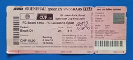 Ticket Cupfinal 2010, FC Basel - FC Lausanne-Sport
