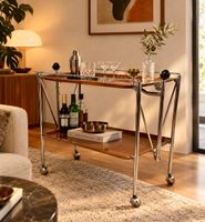 Vintage Barwagen Mid-Century Chrom & Holz – Designklassiker