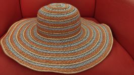 Sonnenhut Varese Papierstroh blau orange gestreift