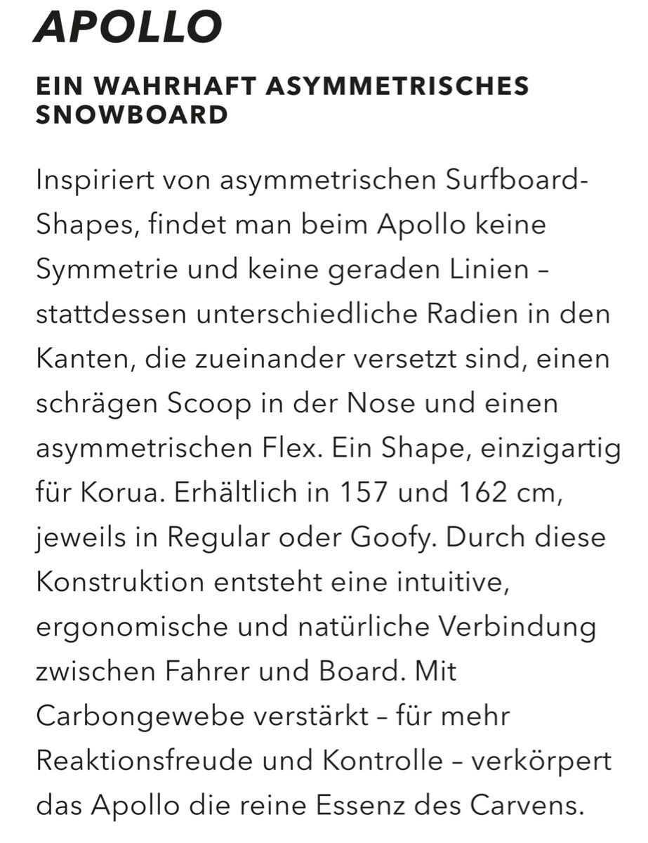 Boards: Korua Apollo regular 157cm – Neu und originalverpackt aus Flims Dorf von SBF_m9gs 1