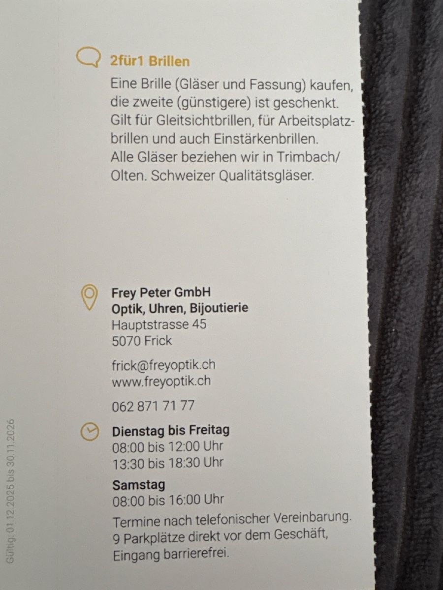 Buoni: Trois Bons rabais à Frick – Nuovo (secondo la descrizione) da Düdingen venduto da Yellow 1