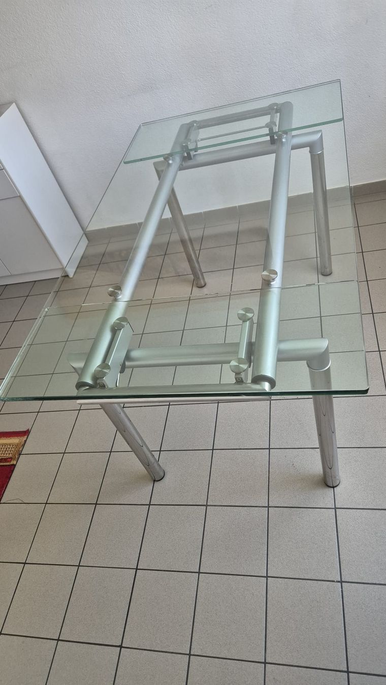 Tische: Table à manger en verre extensible design moderne – Gebraucht aus Mannens von BargainLiquidation 1