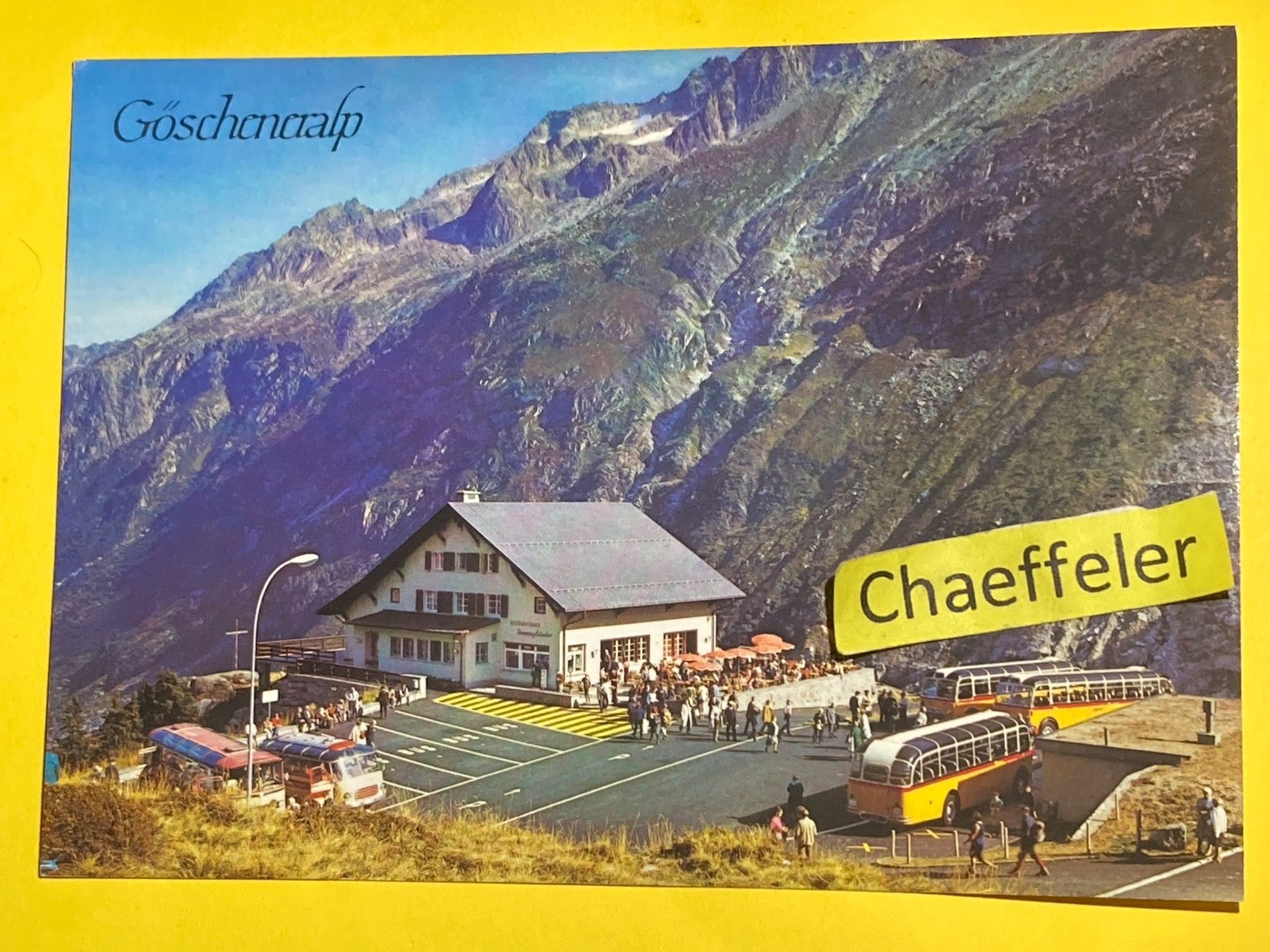 Cartoline postali: 1982 Göscheneralp / Uri,  Berggasthaus – Usato da Zürich venduto da Chaeffeler
