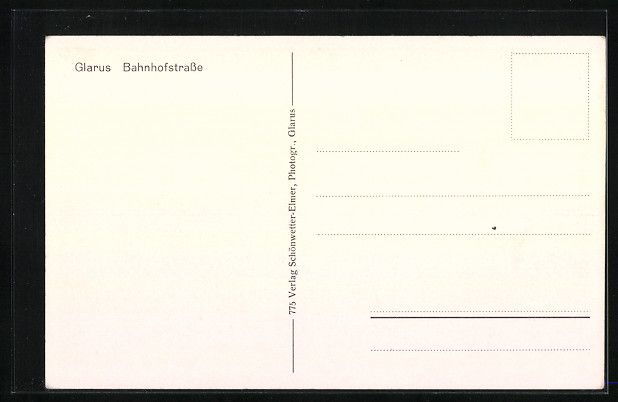 Cartoline postali: Glarus, Bahnhofstrasse mit Hotel Glarner – Usato da Berlin venduto da bartko-reher 1