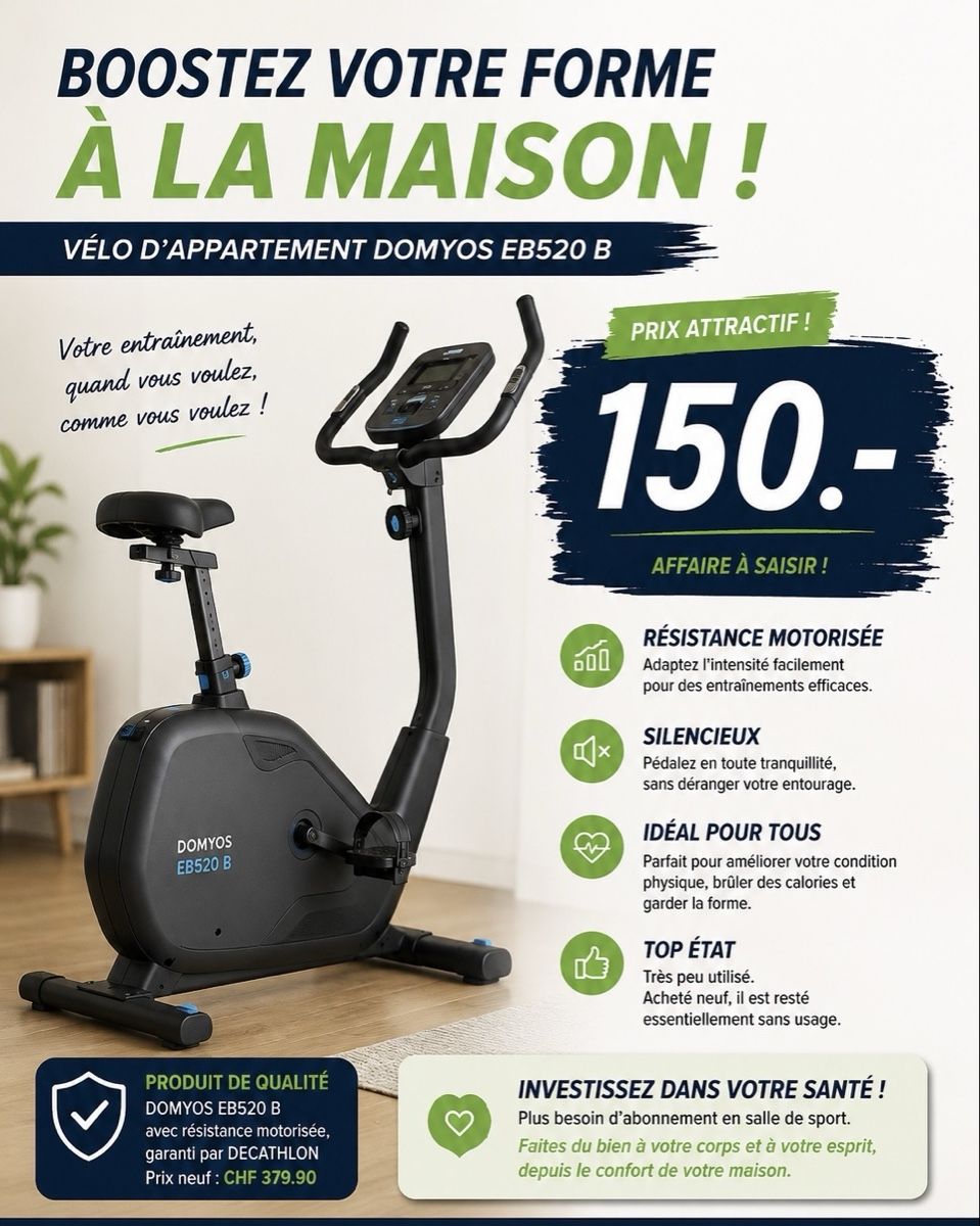 Decathlon Hometrainer: Vélo d’appartement Domyos – Nuovo (secondo la descrizione) da St-Blaise venduto da lar_nw5s