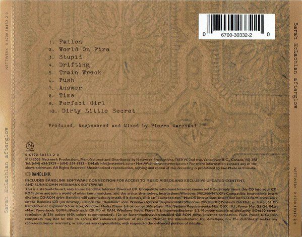 CD: Sarah McLaughlan - After Glow – Usato da Unterbäch venduto da eqlut 1