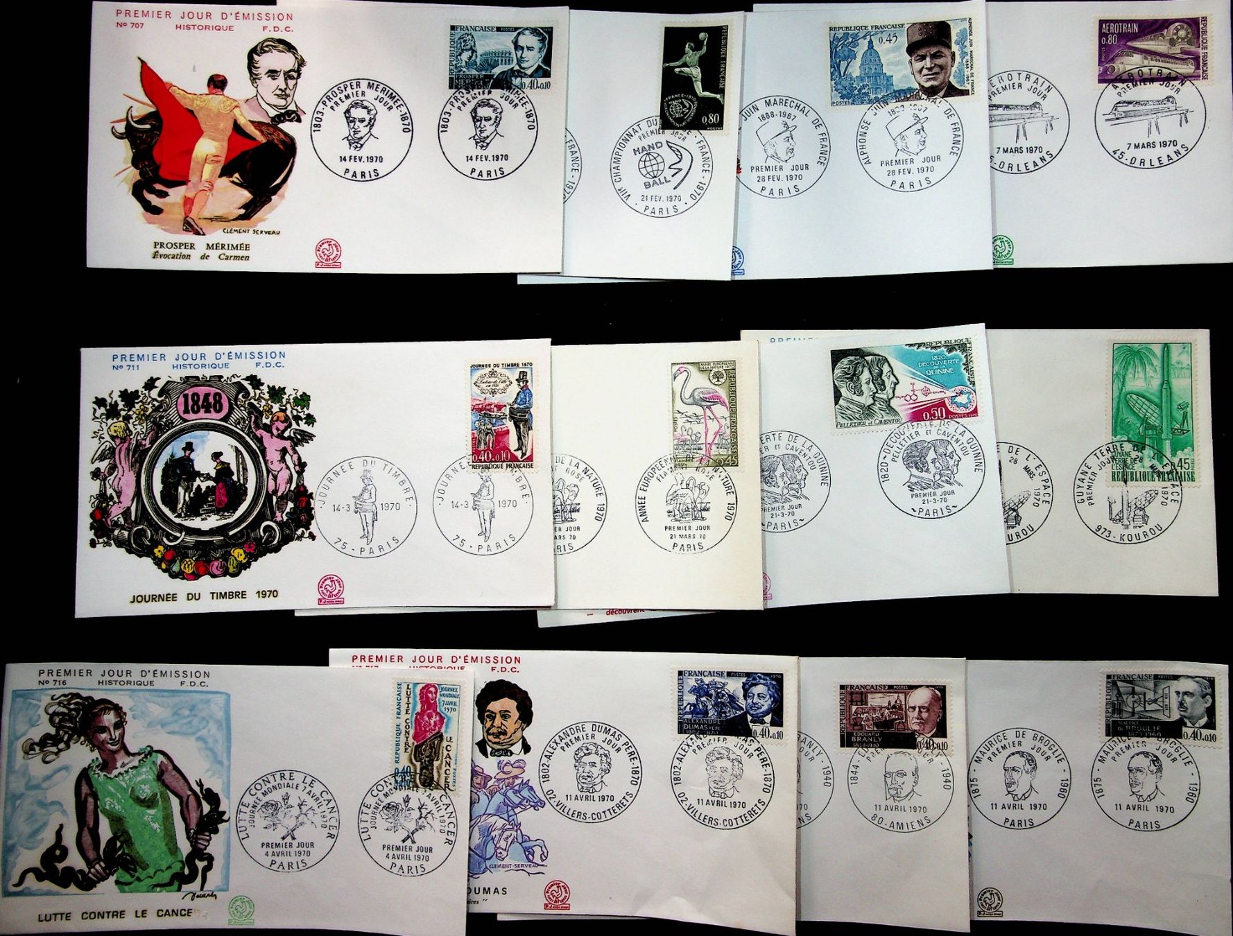 Alle Briefmarken: FRANCE 12 BELLES FDC DE 1970 /T302 – Gebraucht aus Estavayer-le-Lac von nane85