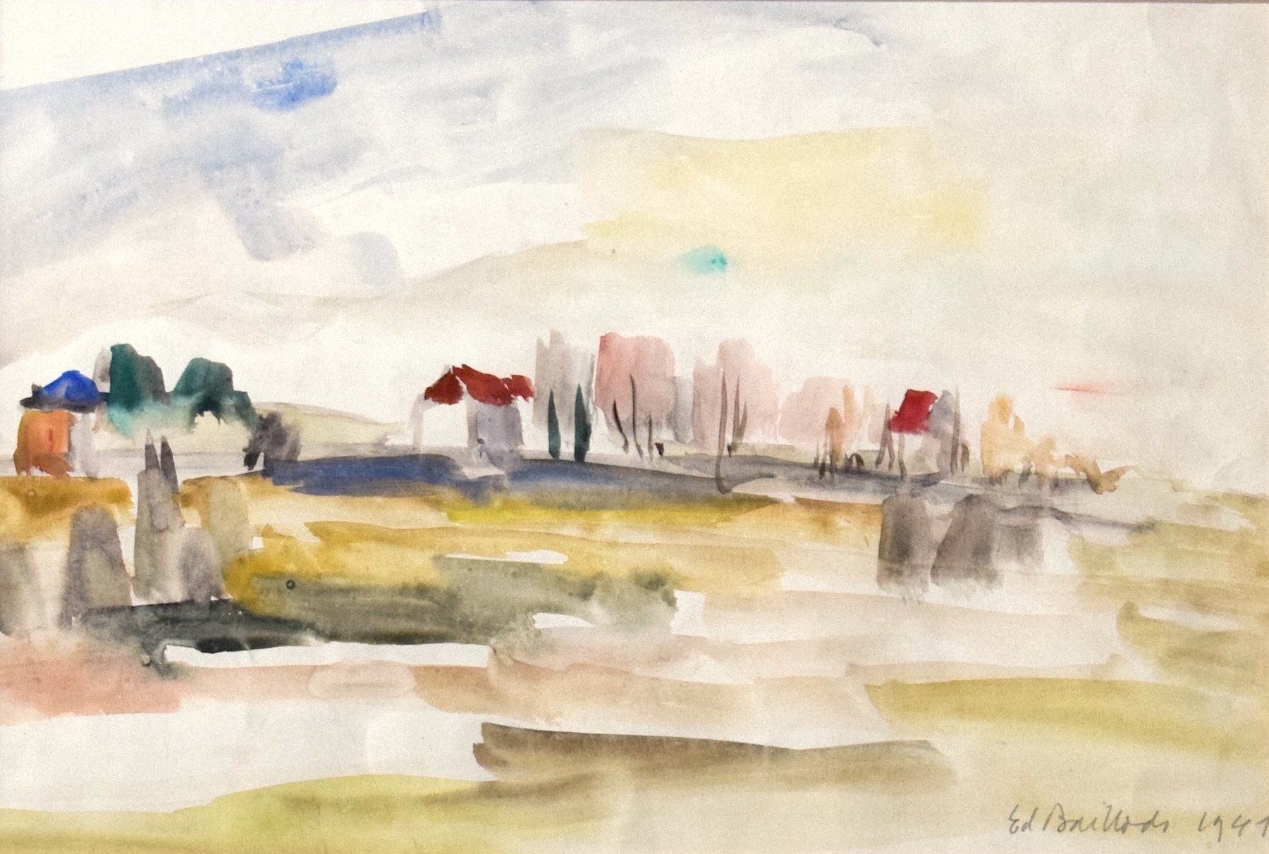 Dipinti: TOP Edouard Baillods Minimalistische Landschaft – Usato da Zürich venduto da Kunstvoll 2
