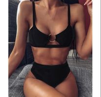 Neues Bikini in Schwarz Gr L High-Waist