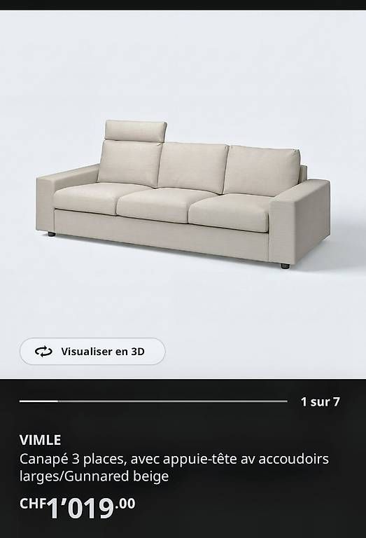 Sofas: Canapé IKEA Vimle 3 places  – D'occasion à Genève par scaros 1
