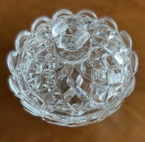 Antike BACCARAT Kristall Bonbonniere mit Unterteller – 3-tlg