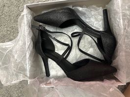 Schwarze Glitzer Pumps Gr. 40 von Catwalk
