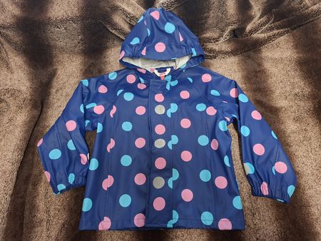 Gr 110 Migros Kids Regenjacke ungefüttert Blau mit Punkten