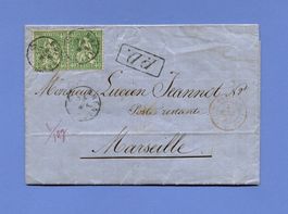 Faltbrief von Les Brenets nach Marseille 1865