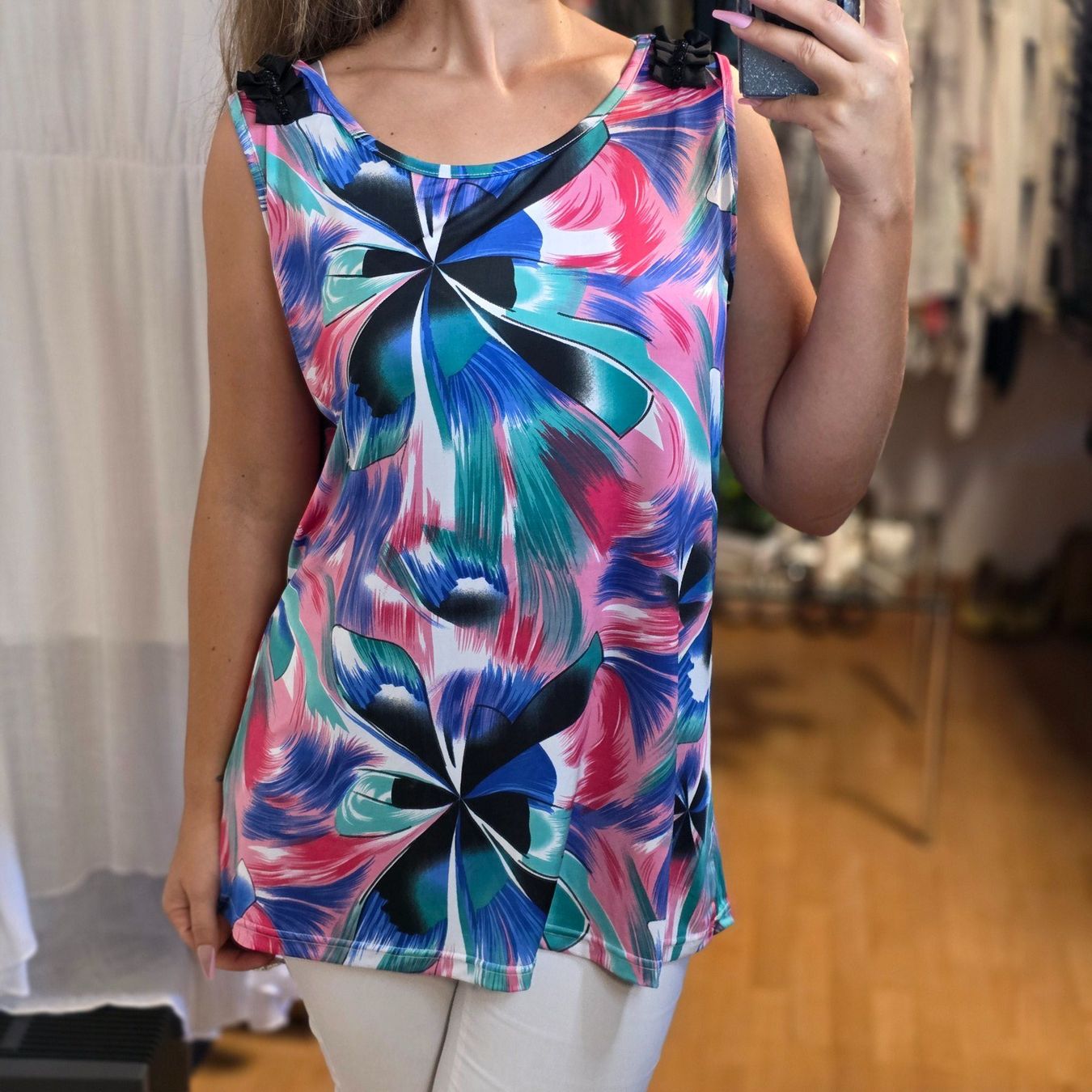 Blusen: Seidenbluse 95% Seide Gr.48/50 Bunt Elegant Stretch – Gebraucht aus Wald ZH von CapLux