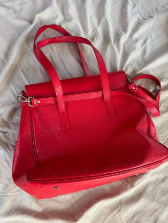 Red Leather Tote Bag, Stylish Women's Handbag, Spring Look