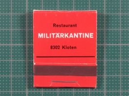 Kloten, Restaurant Militärkantine, altes Zündholz Briefchen