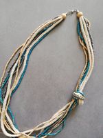 Halskette Blau Beige 40cm