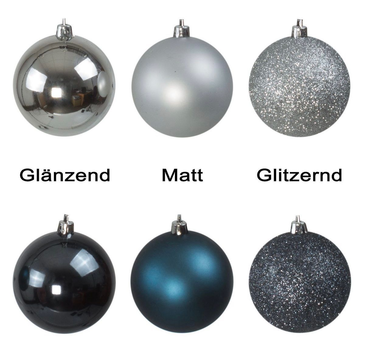 Tutte le decorazioni: Riesen Weihnachtskugelset 130 tlg Silber/Stahlblau – Nuovo e nell'imballaggio originale da Basel venduto da Seifehuesli 5