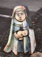 massiv KERAMIK Krippen - Gartenfigur NONNE kugel 1972 CR