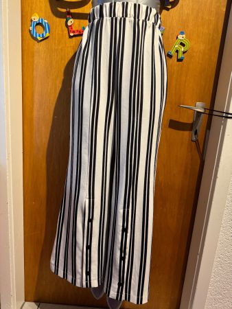 gestreifte Palazzo Hose Schwarz Weiss Gr S
