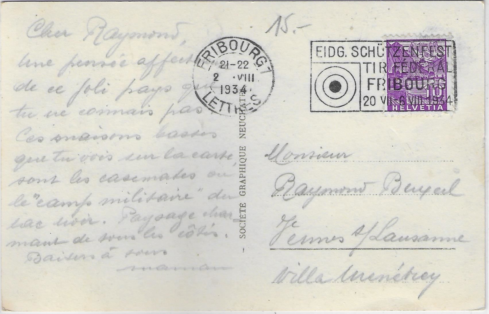 Cartoline postali: Lac Noir - Schwarzsee - Truppenplatz – Usato da Ettingen venduto da Kartenplanet 1