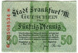 Notgeld "50 Pfennig. Frankfurt am Main 1917"