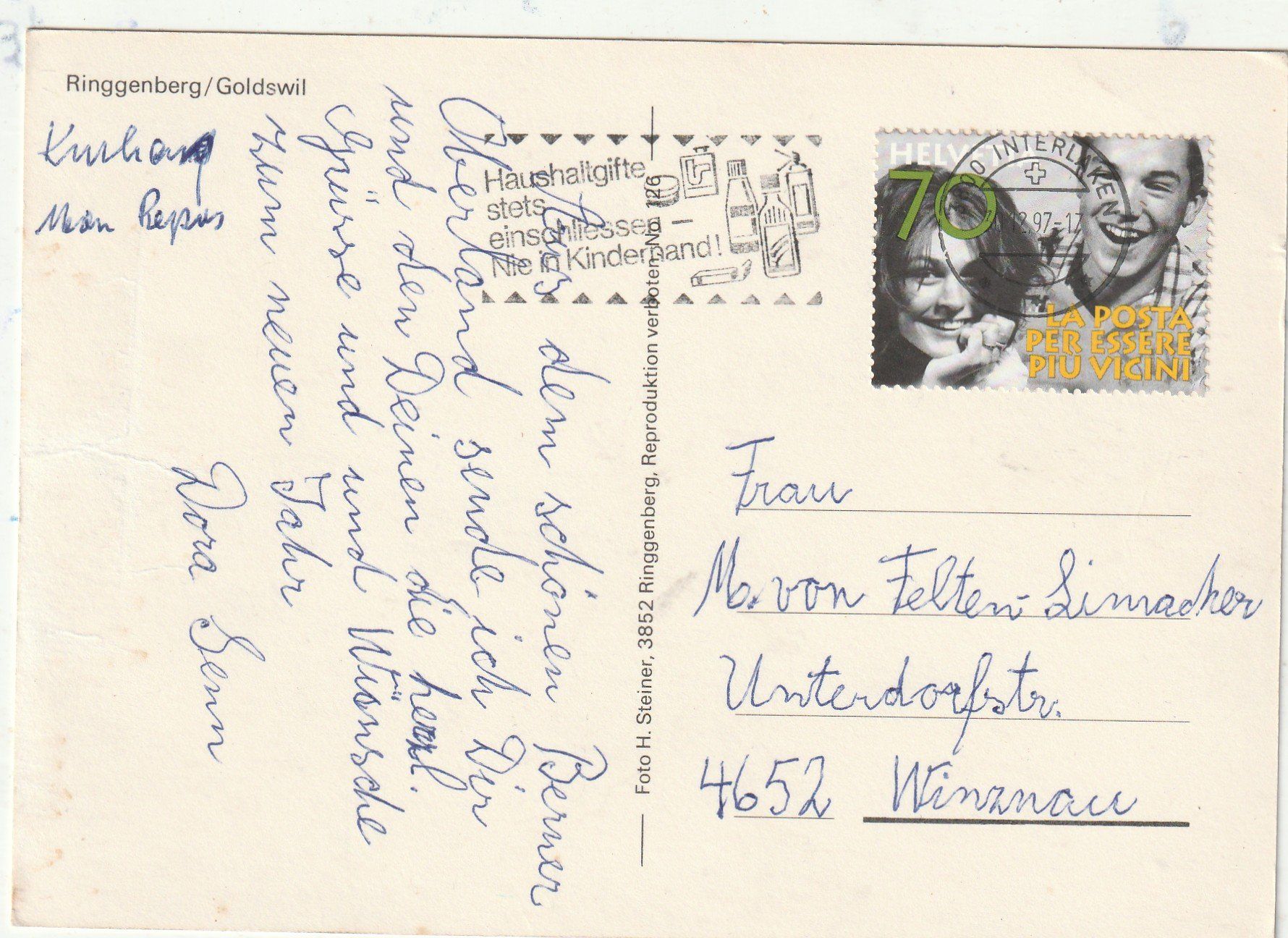 Cartoline postali: Ringenberg - Goldiswil – Usato da Lumbrein venduto da made02 1