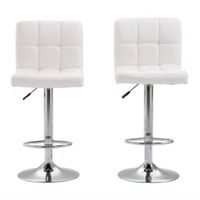 2er Set Barhocker mit Rückenlehne, weiss, höhenverstellbar