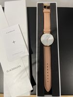 Flachmann Damenuhr Rosegold, Lederarmband rosa