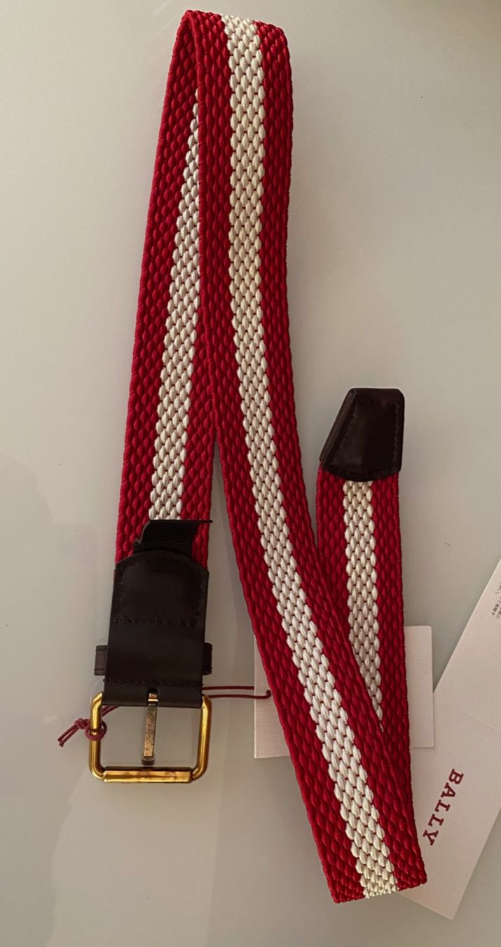 Bally Gürtel: BALLY Gürtel Perry Transportstoff/Leder rot 85 – Gebraucht aus Volketswil von praxis12