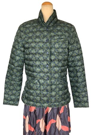 Aigle Women’s Padded Jacket, Size 6, EU 36, Green Patterned