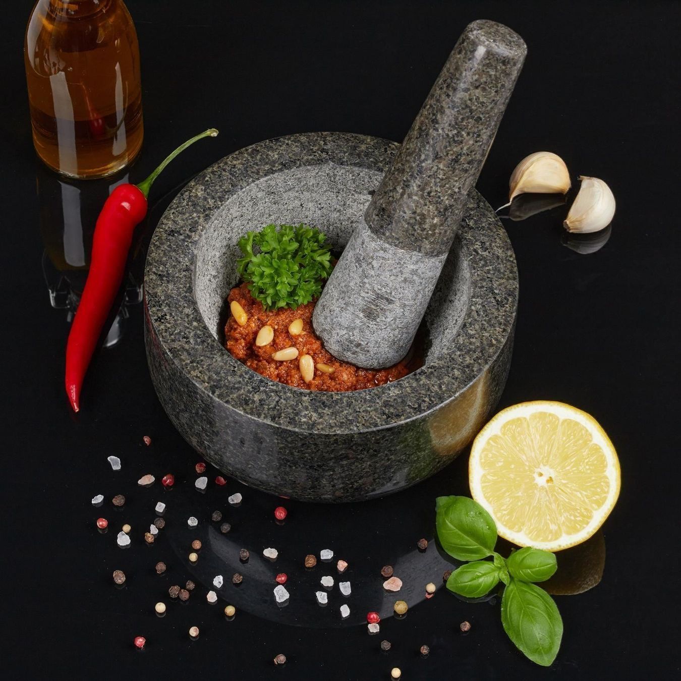 Altro per cucinare: Grosser Granit Mörser dunkelgrau – Nuovo e nell'imballaggio originale da Gerlafingen venduto da Tsuru 2