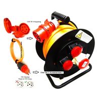 Neue 20m Pur Kabelrolle CEE16-5 IP44/T25 IP55 + T25 Adapter