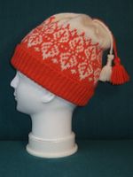 Handgestrickte Norwegen-Mütze (Neu) – 100% Wolle – Gr. 54
