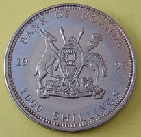 1000 Shillings Münze Europäische Währung 1 Euro Uganda 1999