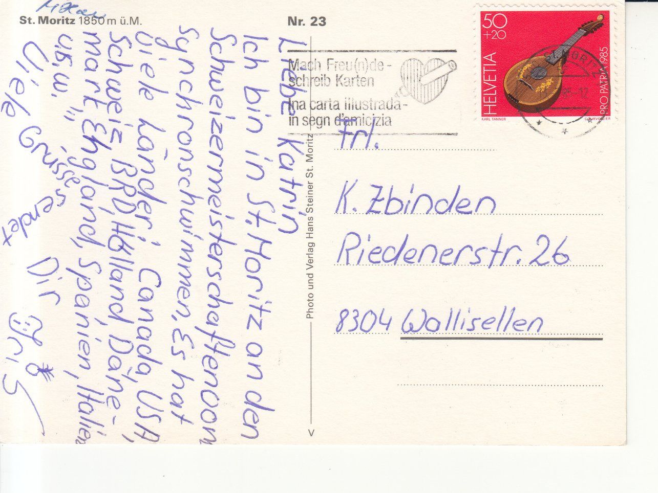 Cartoline postali: St. Moritz 1985 – Usato da Bürglen TG venduto da StampGraf 1