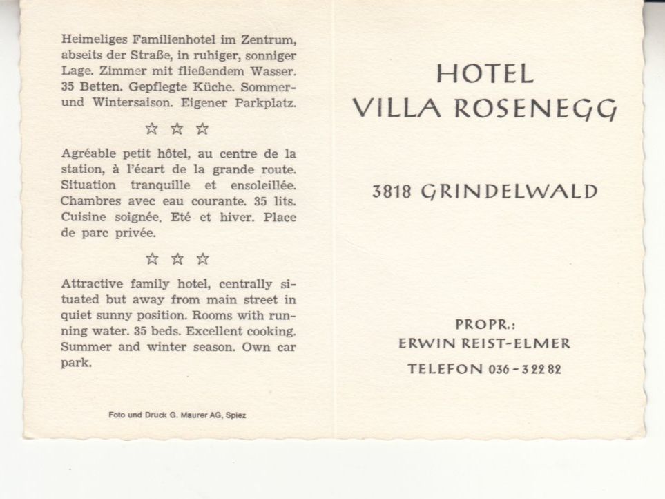 Cartes postales: Grindelwald Rosenegg ca. 1970 – D'occasion à Bürglen TG par StampGraf 1