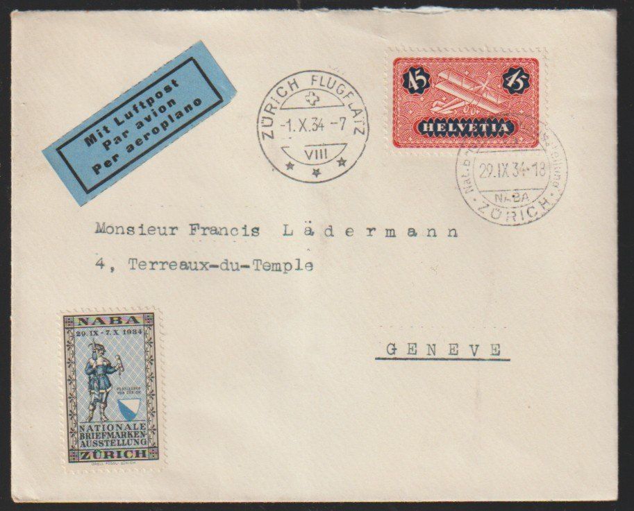 Tous les timbres: Brief 1934 Mit Vignette NABA – D'occasion à Biel/Bienne par Destockweb