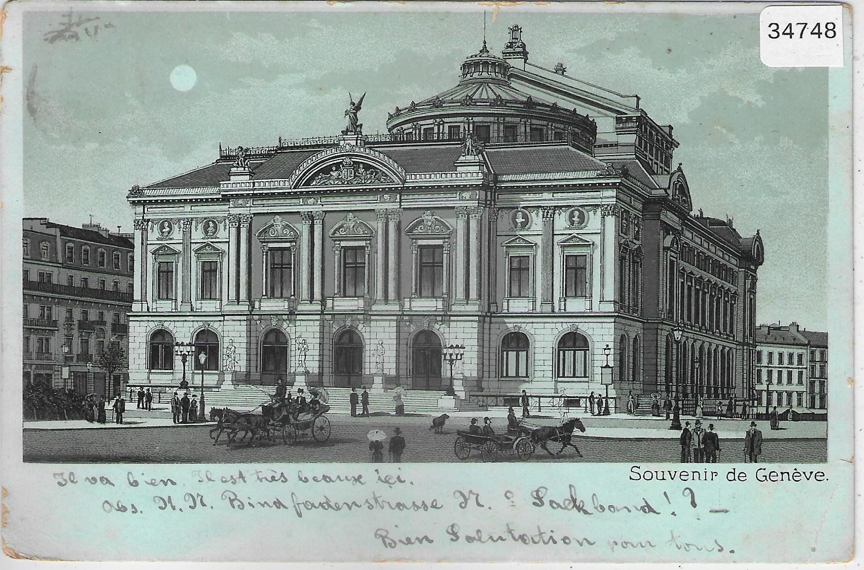 Cartoline postali: Souvenir de Geneve - Mondschein-Litho – Usato da Ettingen venduto da Kartenplanet