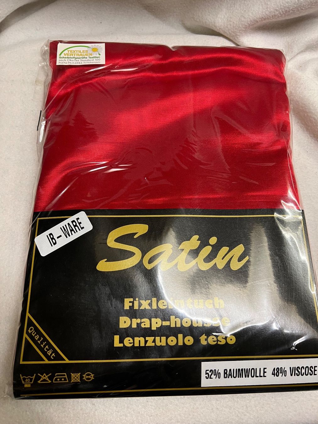 Bettwäsche: Satin Fixleintuch Rot 180/200cm – Neu und originalverpackt aus Rorschach von TrendyDeals 1