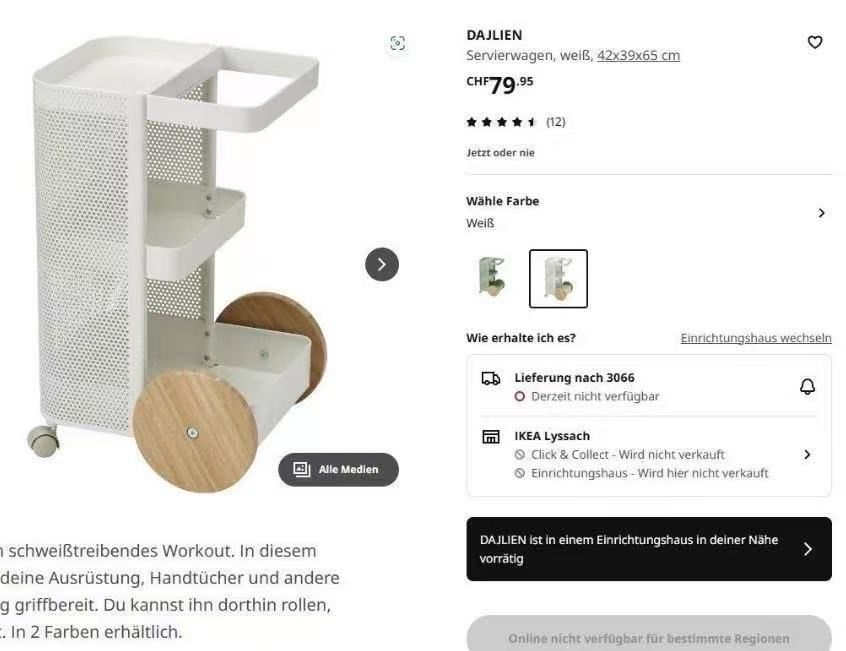 Ikea Korpus: IKEA DAJLIEN Utility Cart - White – Gebraucht aus Basel von mac_z7c7 3