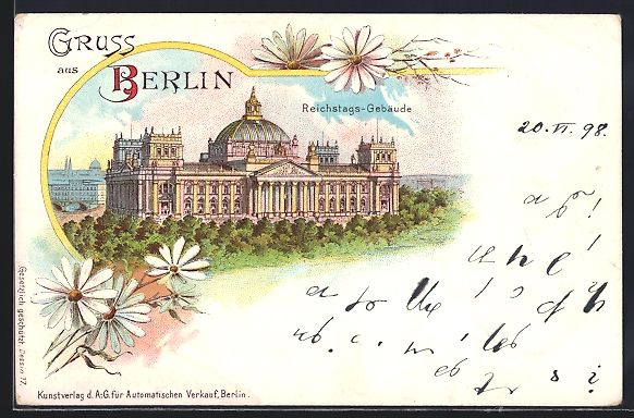 Cancelleria postale: Litho Berlin-Tiergarten, Reichstags-Geb – Usato da Berlin venduto da bartko-reher