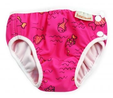 Badewindel, Babybadehose pink Fische NB 4-6kg SALE