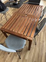 Gartentisch Holz dunkel mit Klappfunktion inkl. 6 Stühle