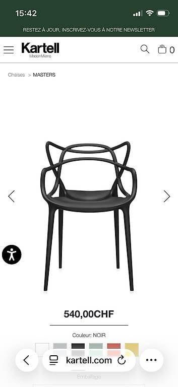Sedie: Kartell 2 chaises Masters noires – Usato da Lausanne venduto da Chandolin